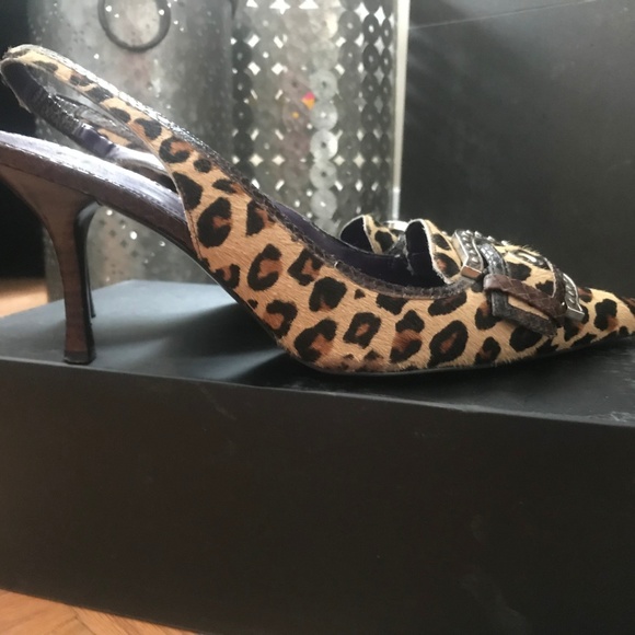 Guess leopard print pointy sling-back shoes sz 9.5 - Picture 2 of 6